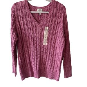 St. John’s Bay Cable Knit Marled Pink Sweater NWOT. Size 1X.